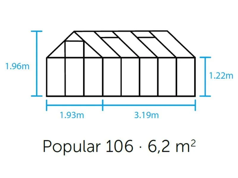 Halls Gewächshaus Popular 106 Schwarz Sicherheitsglas - SPARSET inkl. Fundament - Image 2