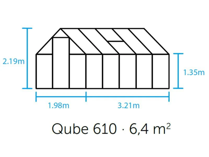Halls Gewächshaus Qube 610 Schwarz Sicherheitsglas - Image 6
