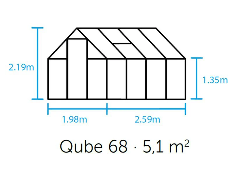 Halls Gewächshaus Qube 68 Schwarz Sicherheitsglas - Image 5