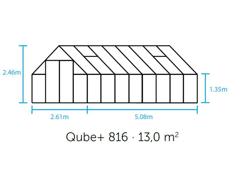 Halls Gewächshaus Qube+ 816 Schwarz Sicherheitsglas - Image 6