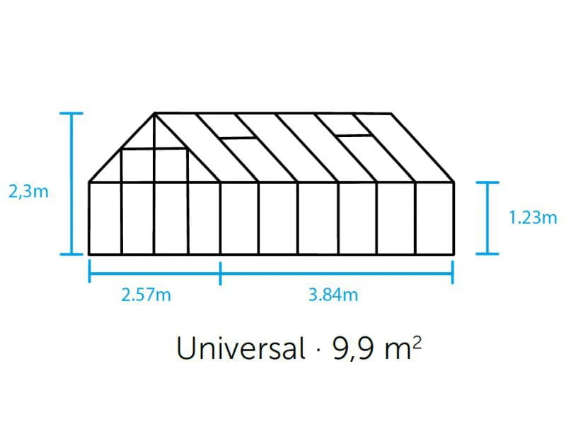 Halls Gewächshaus Universal 128 Alu Sicherheitsglas 9,9m² - SPARSET inkl. Fundament Alu - Image 2