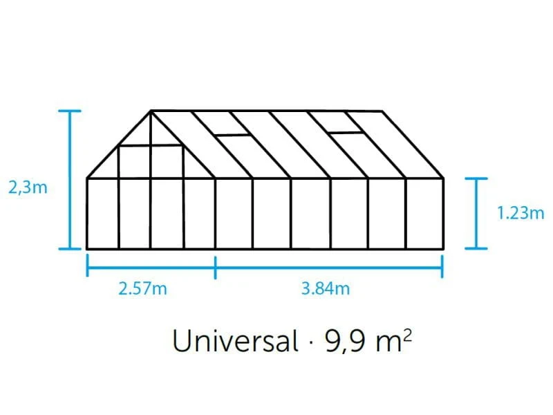 Halls Gewächshaus Universal 128 PLUS (Doppeltür) Schwarz Sicherheitsglas - Image 2
