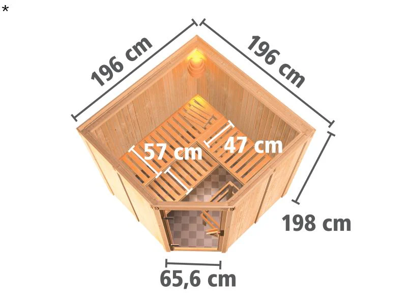 Jarin - Karibu Sauna inkl. 9-kW-Ofen - ohne Dachkranz - - Image 3