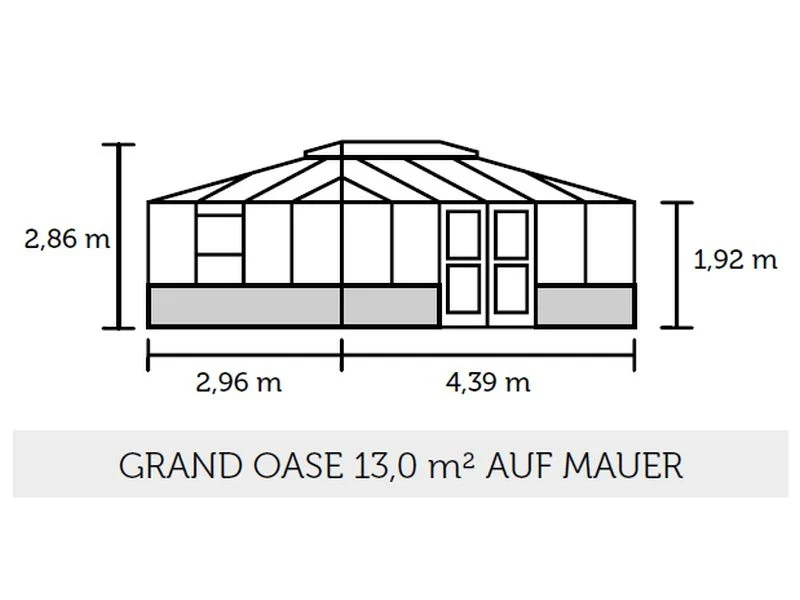 Juliana Gewächshaus Grand Oase 13 qm, Anthrazit pulverbeschichtet, 3mm Sicherheitsglas - für Mauer - Image 3