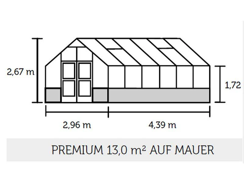 Juliana Gewächshaus Premium 13.0 anthrazit für Mauer, 3mm Sicherheitsglas - Image 3