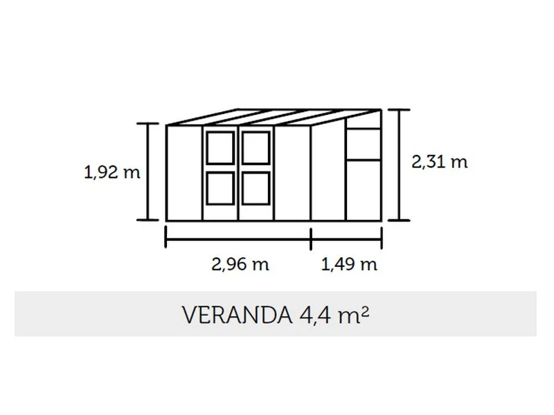 Juliana Gewächshaus Veranda 4.4 Anthrazit pulverbeschichtet, 3mm Sicherheitsglas - Image 2