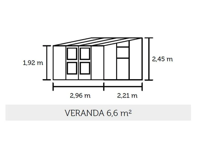 Juliana Gewächshaus Veranda 6.6 Aluminium, 3mm Sicherheitsglas - Image 2