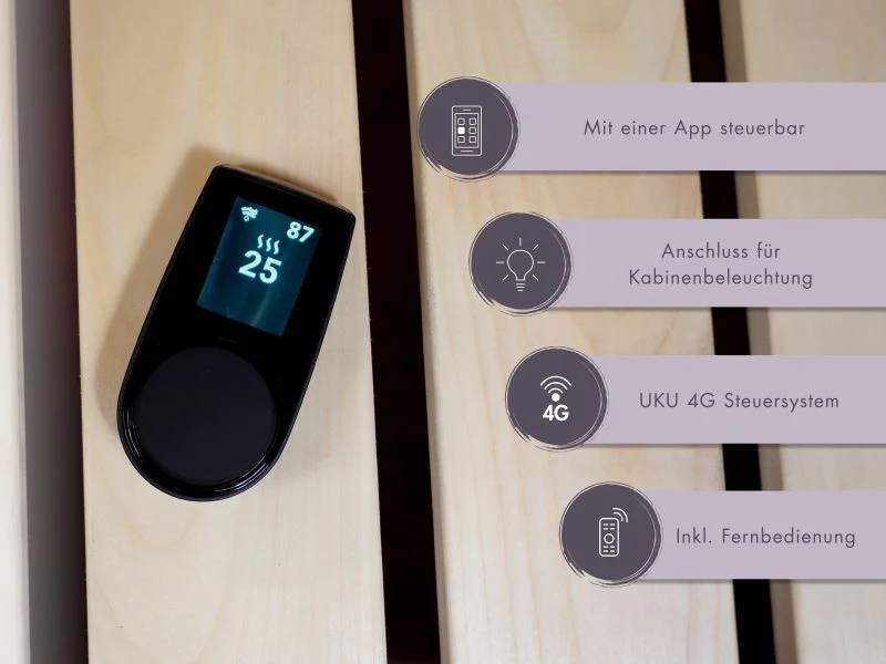 Karibu Bio-Kombiofen 9,0 kW externe WiFi Steuerung und Steine - Image 3