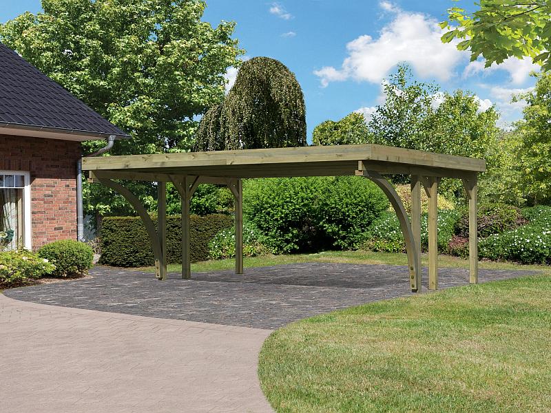 Karibu Carport Classic Doppel 1 mit 2 Einfahrtsbögen kdi