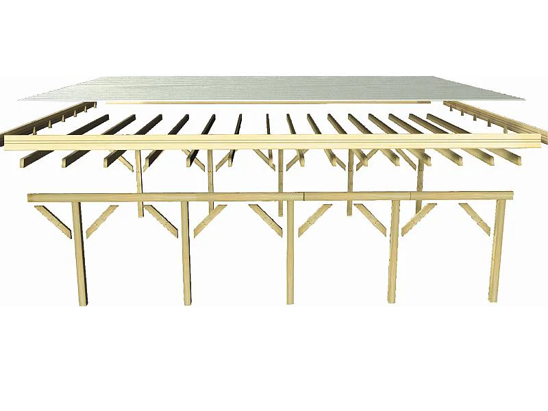 Karibu Carport Classic Doppel 1 mit 2 Einfahrtsbögen kdi - Image 4