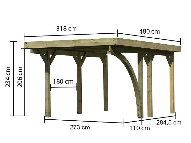 Karibu Carport Classic Einzel 1 mit 1 Einfahrtsbogen kdi - Image 5