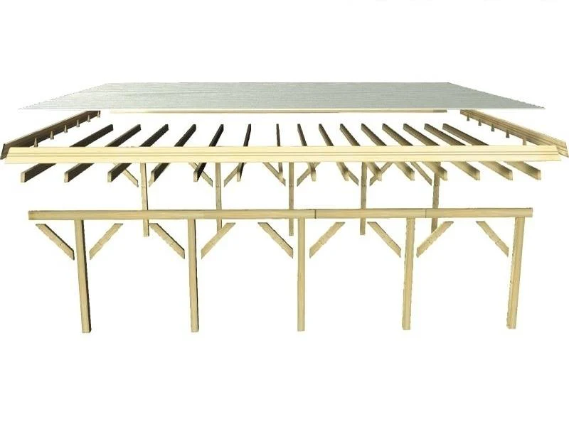 Karibu Carport Classic Einzel 2 mit 2 Einfahrtsbögen kdi - Image 4