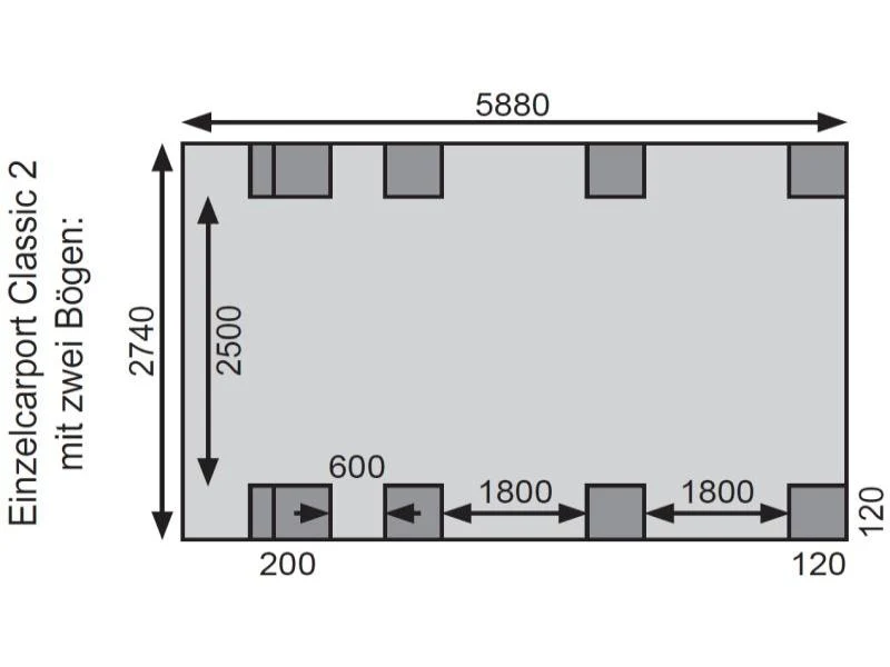 Karibu Carport Classic Einzel 2 mit 2 Einfahrtsbögen kdi - Image 9