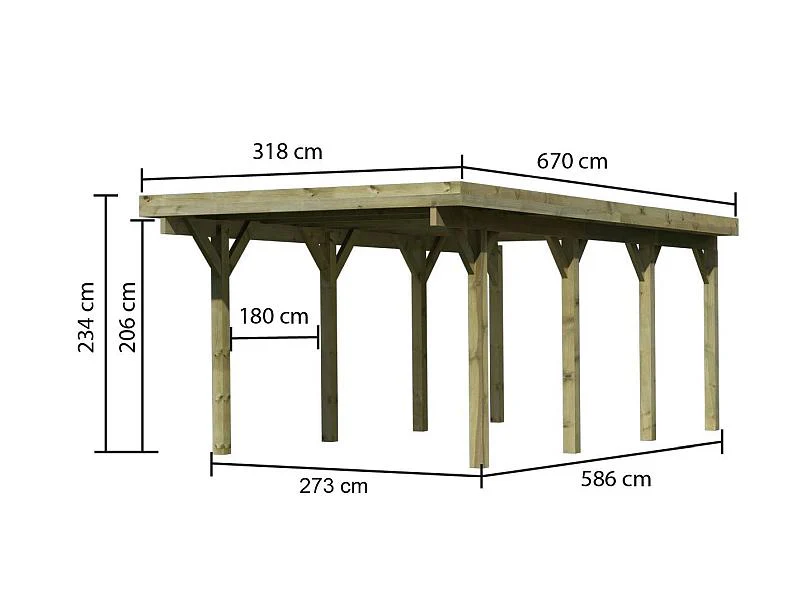 Karibu Carport Classic Einzel 2 ohne Einfahrtsbogen kdi - Image 5