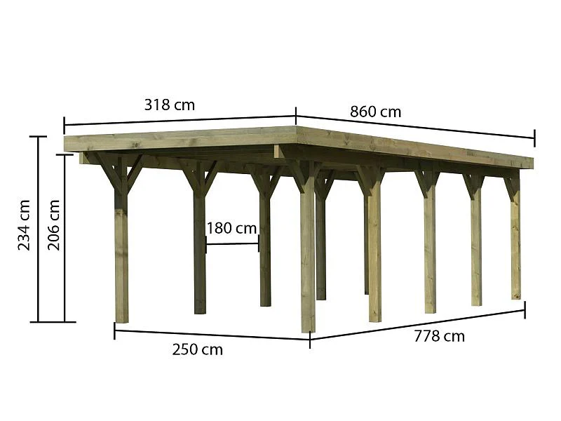 Karibu Carport Classic Einzel 3 ohne Einfahrtsbogen kdi - Image 3