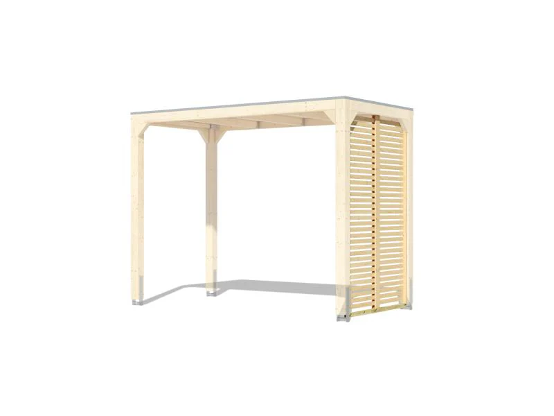 Karibu Cubus Pavillon halb Lamellenwand natur