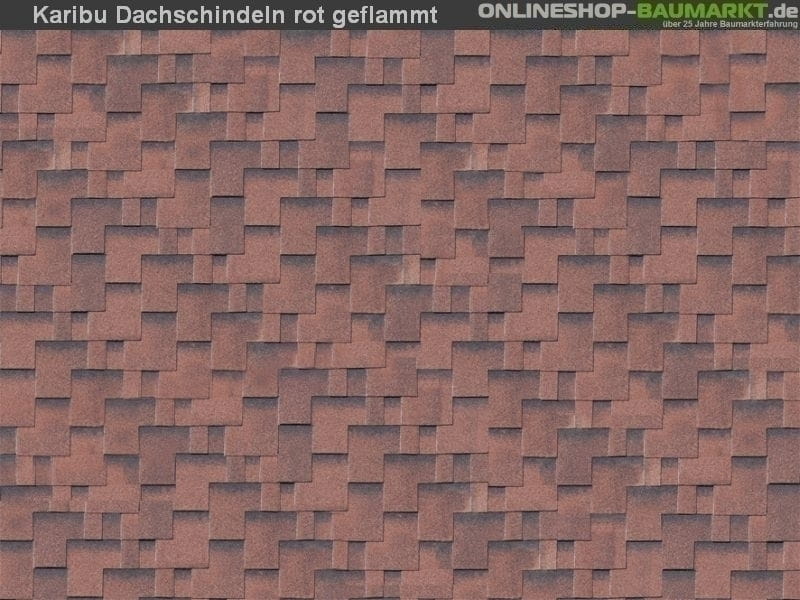 Karibu Dachschindeln Asymetrisch rot geflammt 21 Pakete