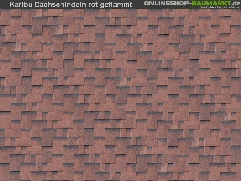 Karibu Dachschindeln Asymetrisch rot geflammt 5 Pakete