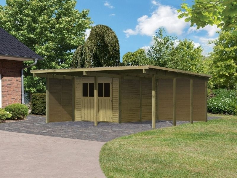 Karibu Doppelcarport ECO mit integriertem Abstellraum 2 und Wände - Image 6