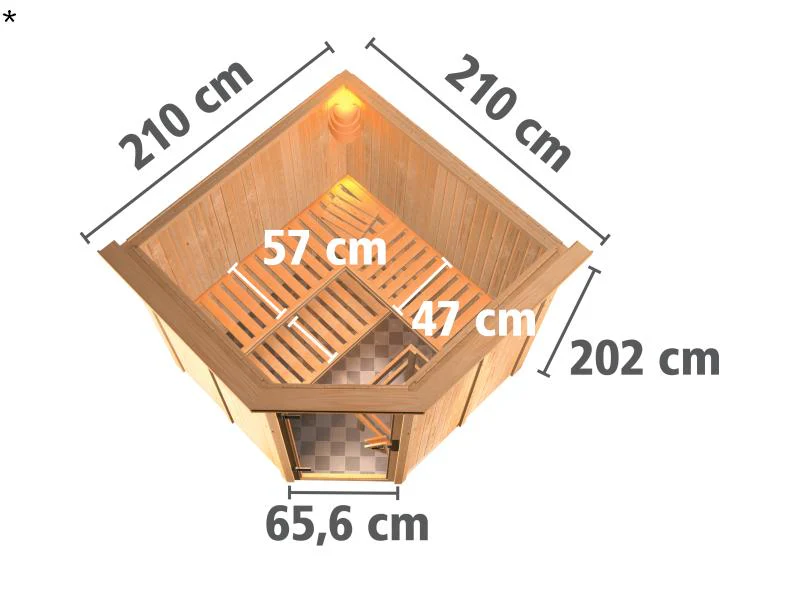 Karibu Element Sauna Jarin inkl. 9-kW-Ofen - mit Dachkranz - - Image 3