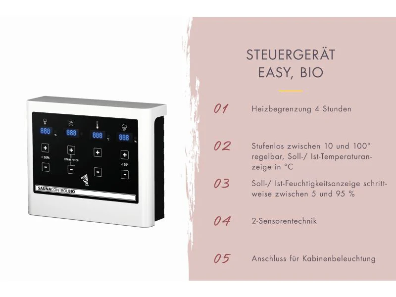 Karibu Fasssauna Quadro 1 Plus,38 mm, inkl. 9 kW Bioofen ext. Steuerung - Image 16