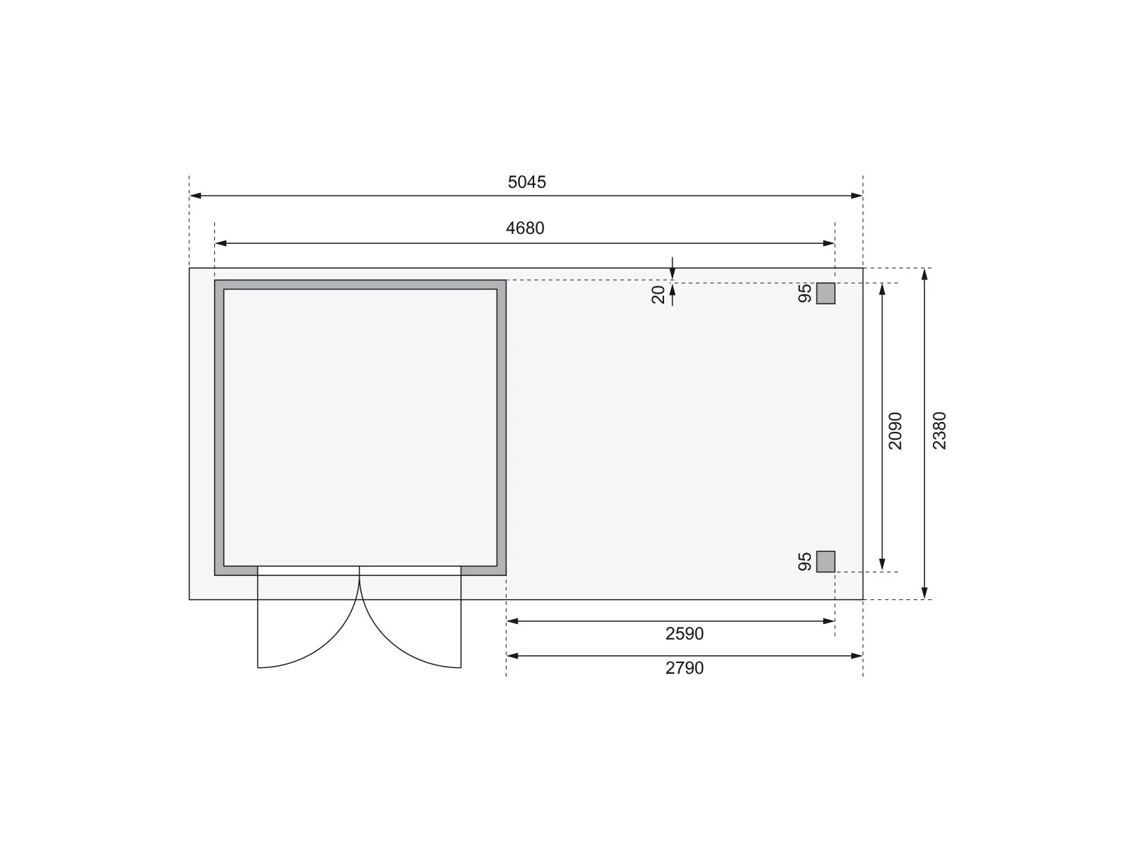 Karibu Gartenhaus Askola 2 mit Anbaudach 2,8 m und Rückwand - Image 4