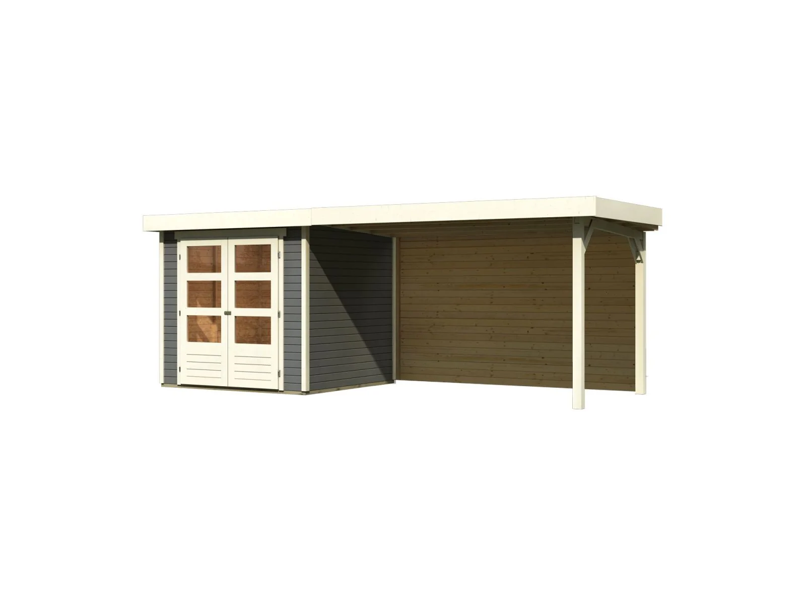 Karibu Gartenhaus Askola 2 mit Anbaudach 2,8 m und Rückwand in terragrau - Image 2