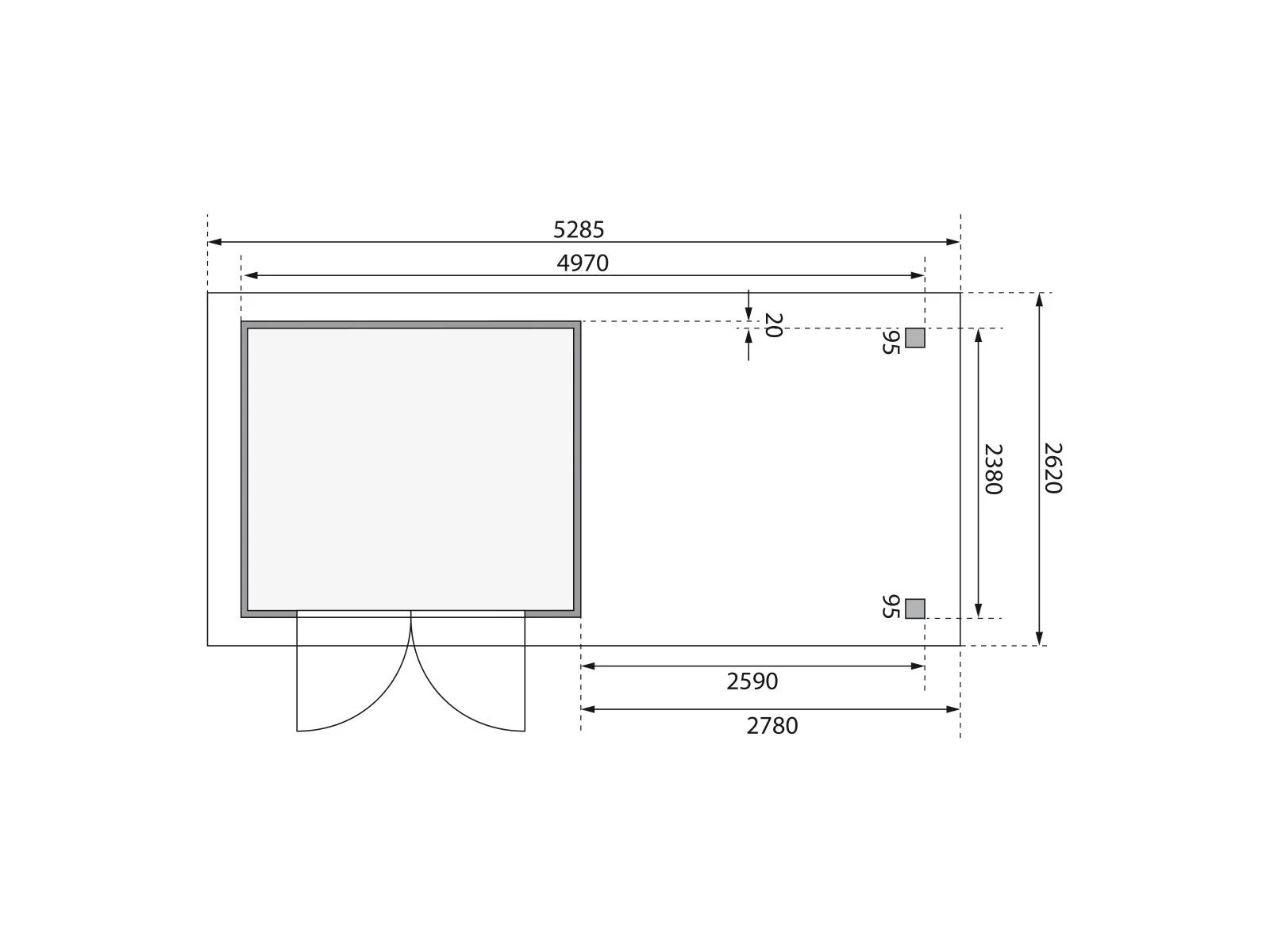 Karibu Gartenhaus Askola 3,5 mit Anbaudach 2,8 m mit Lamellenwänden - Image 4