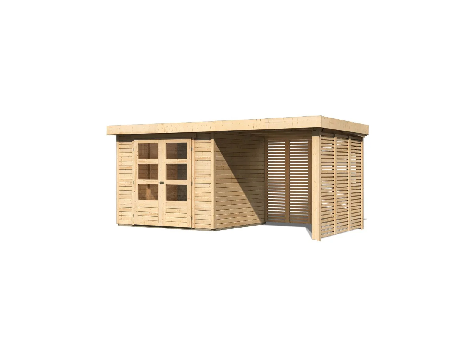 Karibu Gartenhaus Askola 3 mit Anbaudach 2,4 m mit Lamellenwänden - Image 5