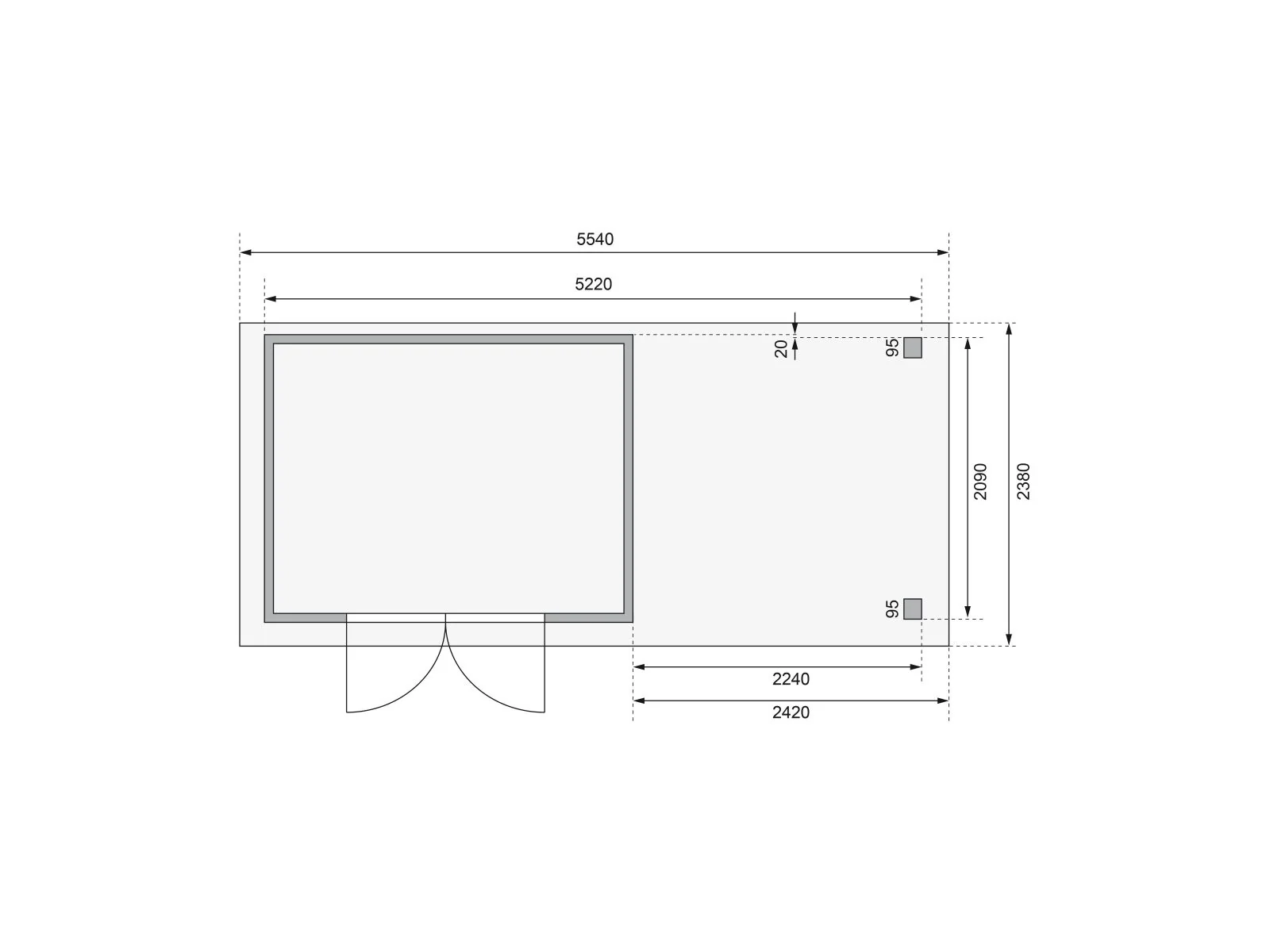 Karibu Gartenhaus Askola 4 mit Anbaudach 2,4 m, Lamellenwände - Image 3