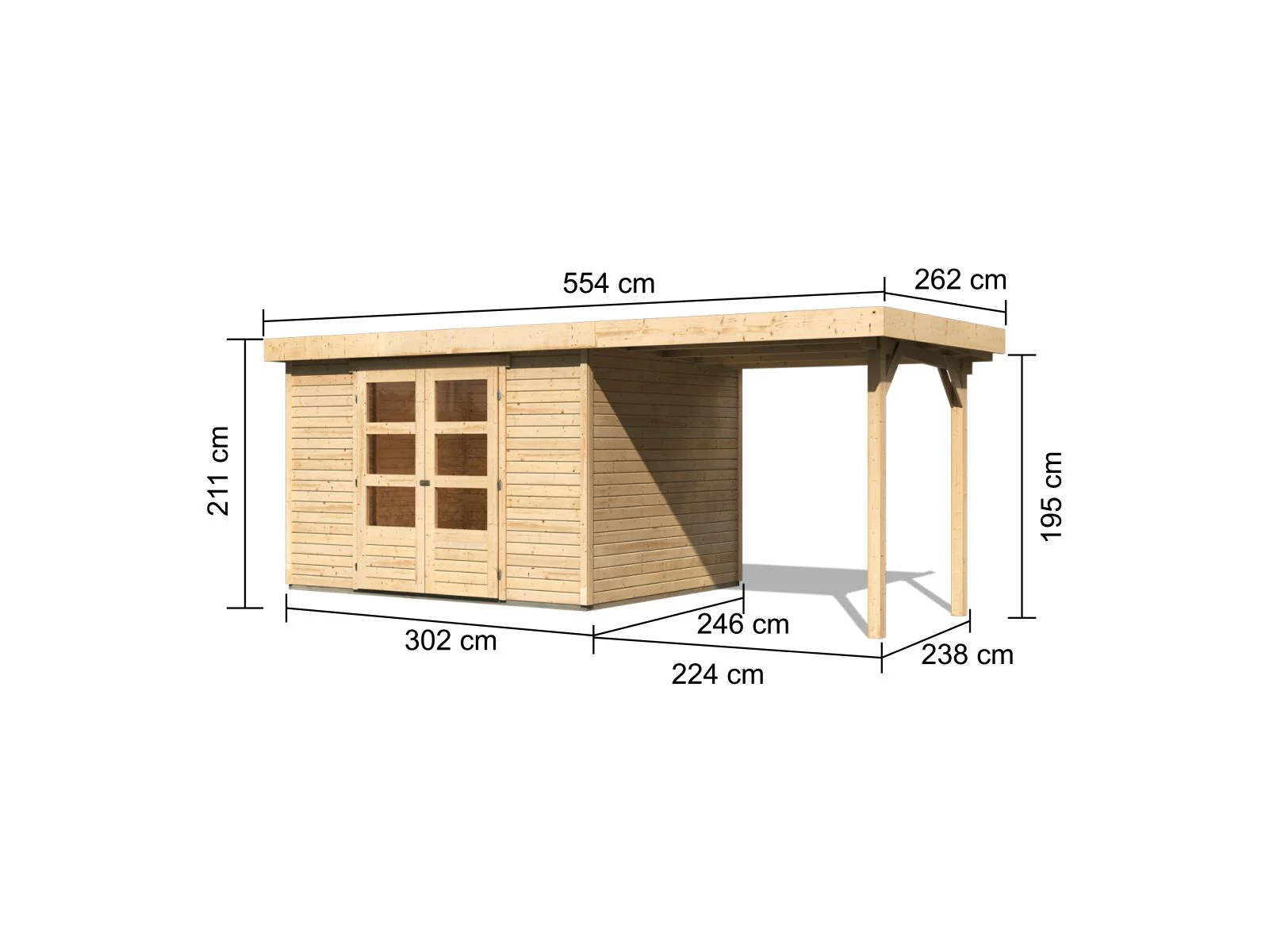 Karibu Gartenhaus Askola 5 mit Anbaudach 2,25 Meter - Image 2