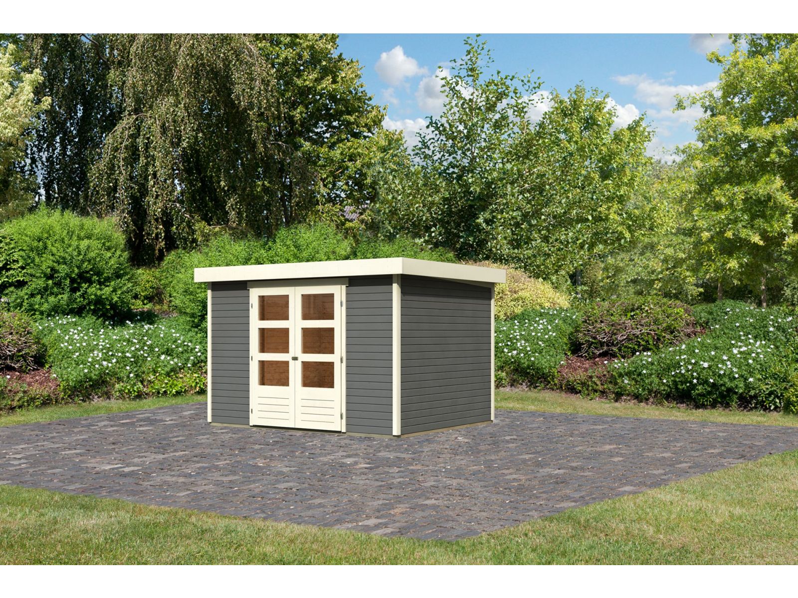 Karibu Gartenhaus Askola 5 terragrau 19 mm