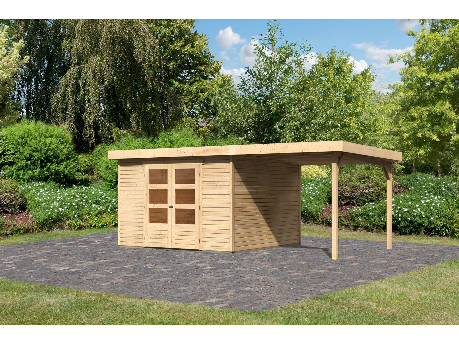 Karibu Gartenhaus Askola 6 mit Anbaudach 2,25 Meter - Image 2