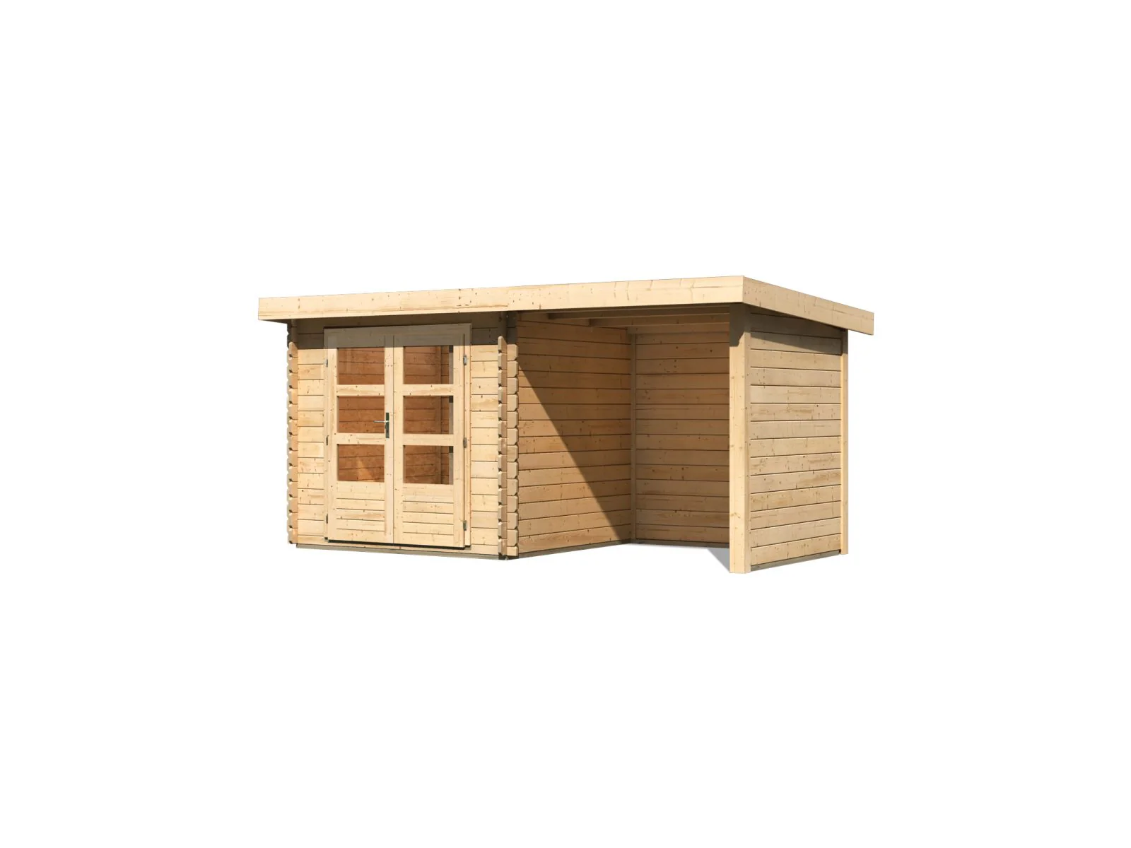 Karibu Gartenhaus Bastrup 2 mit Anbaudach 2 Meter, Seiten- und Rückwand - Image 5