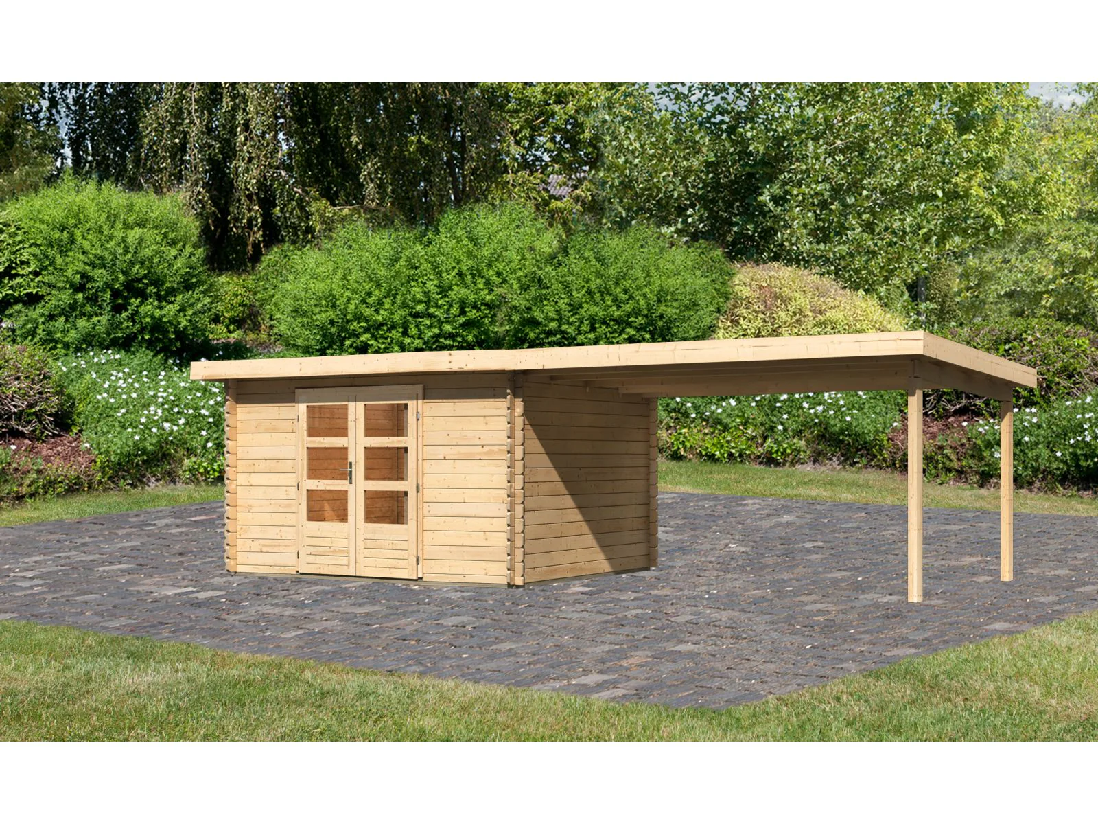 Karibu Gartenhaus Bastrup 7 mit Anbaudach 4 Meter - Image 2