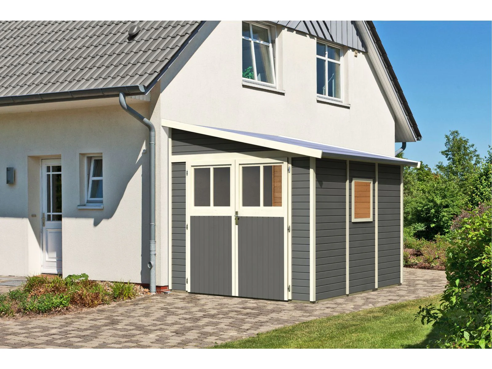 Karibu Gartenhaus Bomlitz 3 terragrau 19 mm - Image 2