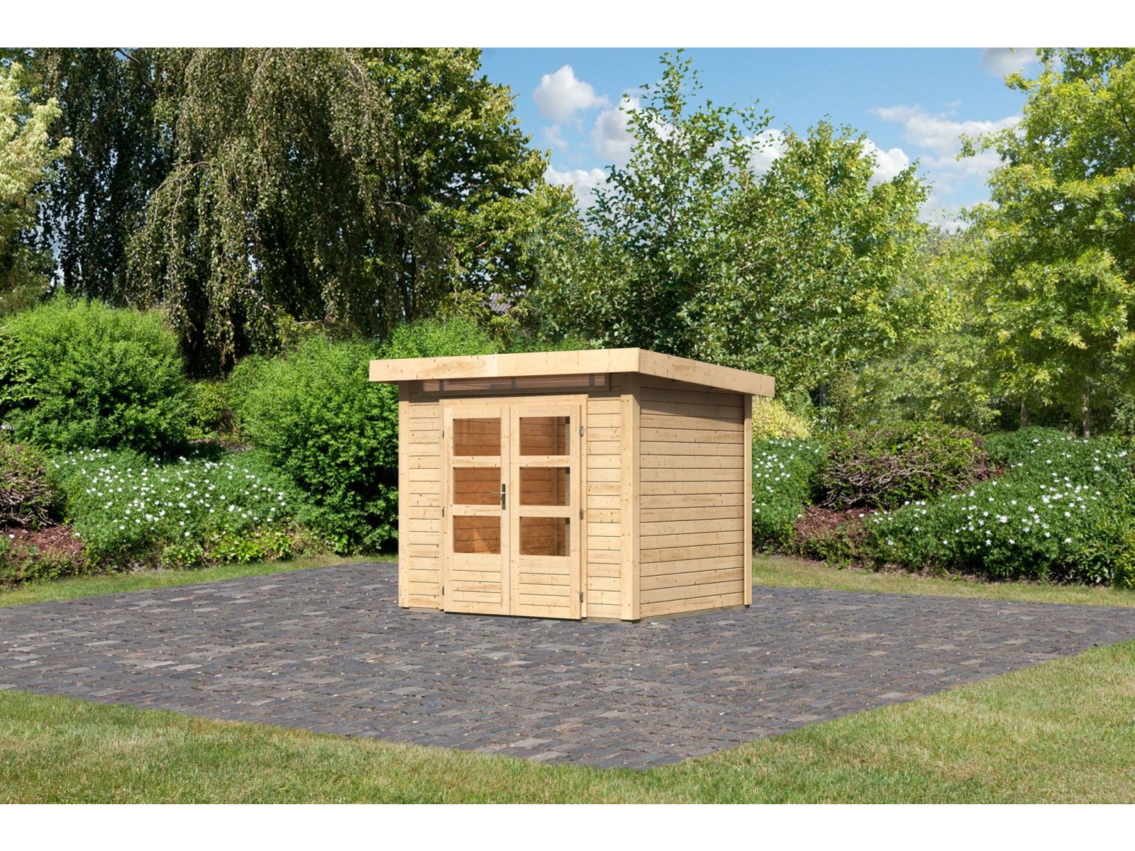 Karibu Gartenhaus Kandern 2 natur 28 mm