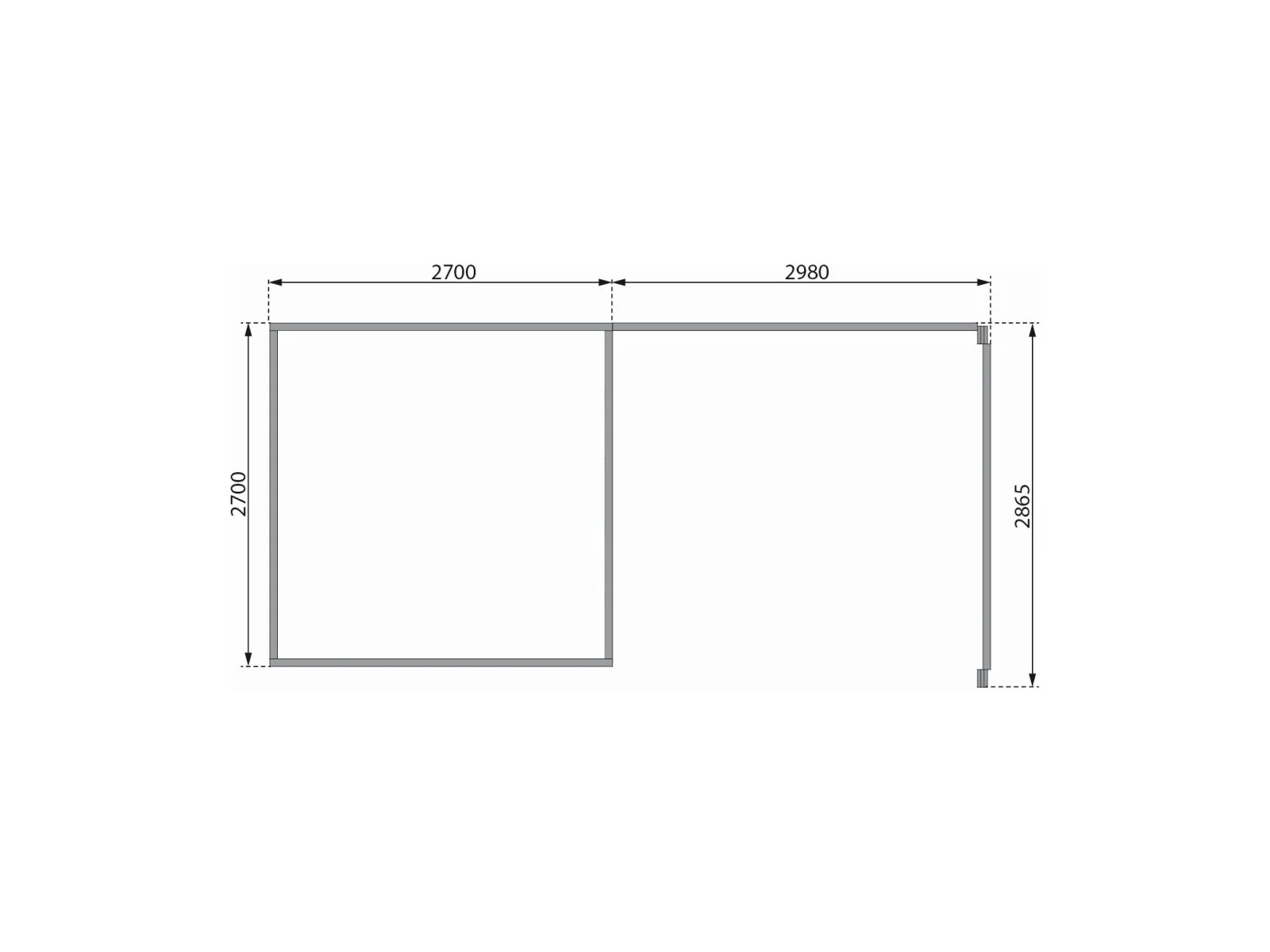 Karibu Gartenhaus Kastorf 6 - terragrau mit Anbaudach 3,2 m und 28 mm Seiten- und Rückwand - Image 3