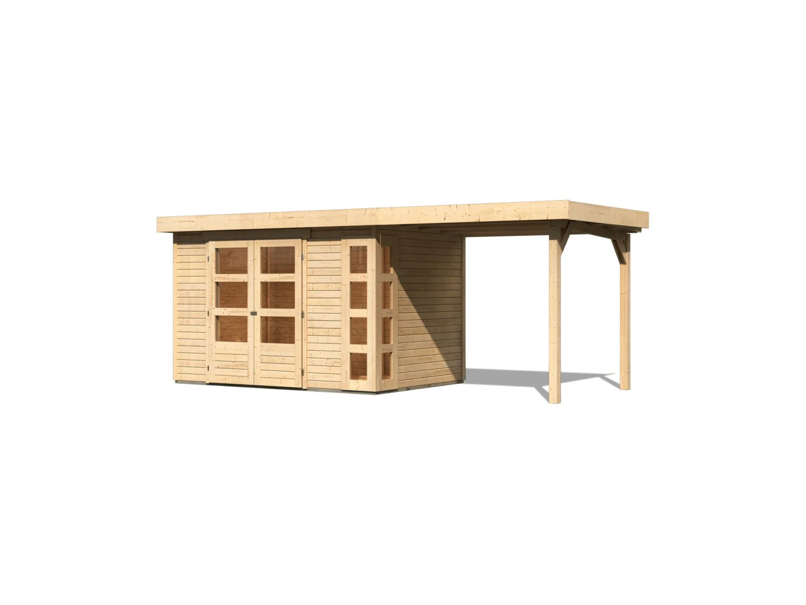 Karibu Gartenhaus Kerko 4 natur mit Anbaudach 2,40 m - Image 3