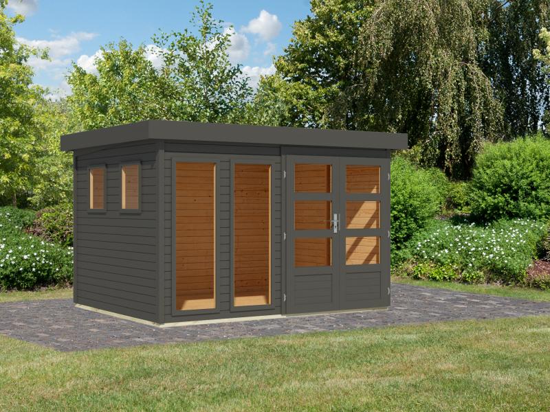 Karibu Gartenhaus Lahar 5, terragrau komplett, 19 mm - Image 2