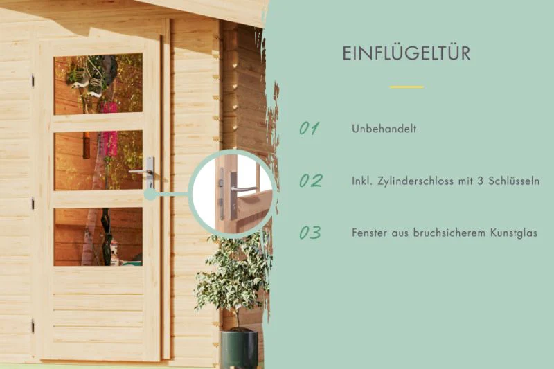 Karibu Gartenhaus Mattrup 2 raum Haus natur 28 mm - Image 5