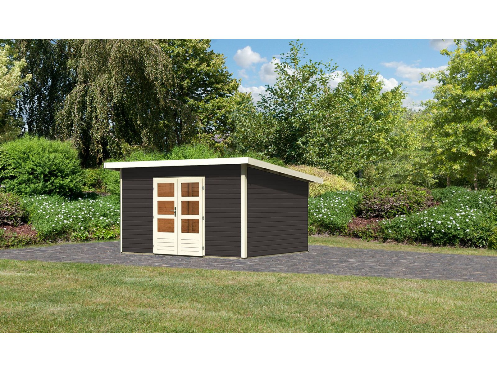 Karibu Gartenhaus Northeim 4 terragrau 38 mm