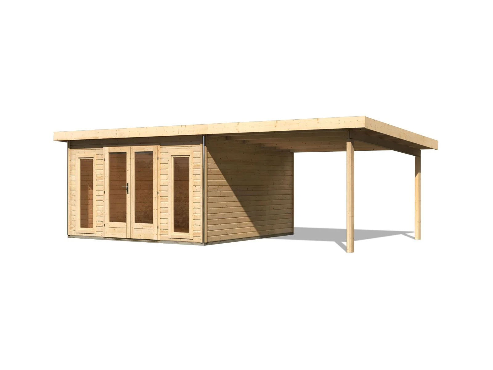 Karibu Gartenhaus Radeburg 3 natur mit Anbaudach 3,3 m - Image 5