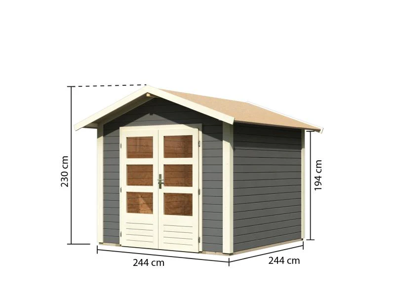 Karibu Gartenhaus Ravenna 1 terragrau - Image 3