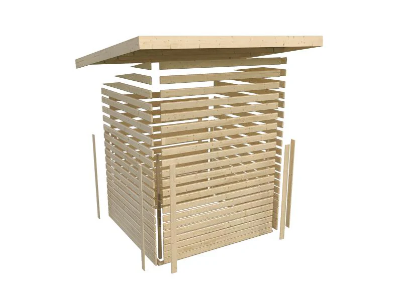 Karibu Gartenhaus Retola 2 in terragrau mit 2,80 Meter Anbaudach - Image 10