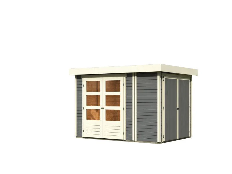 Karibu Gartenhaus Retola 2 terragrau 19 mm, inkl. Anbauschrank - Image 3
