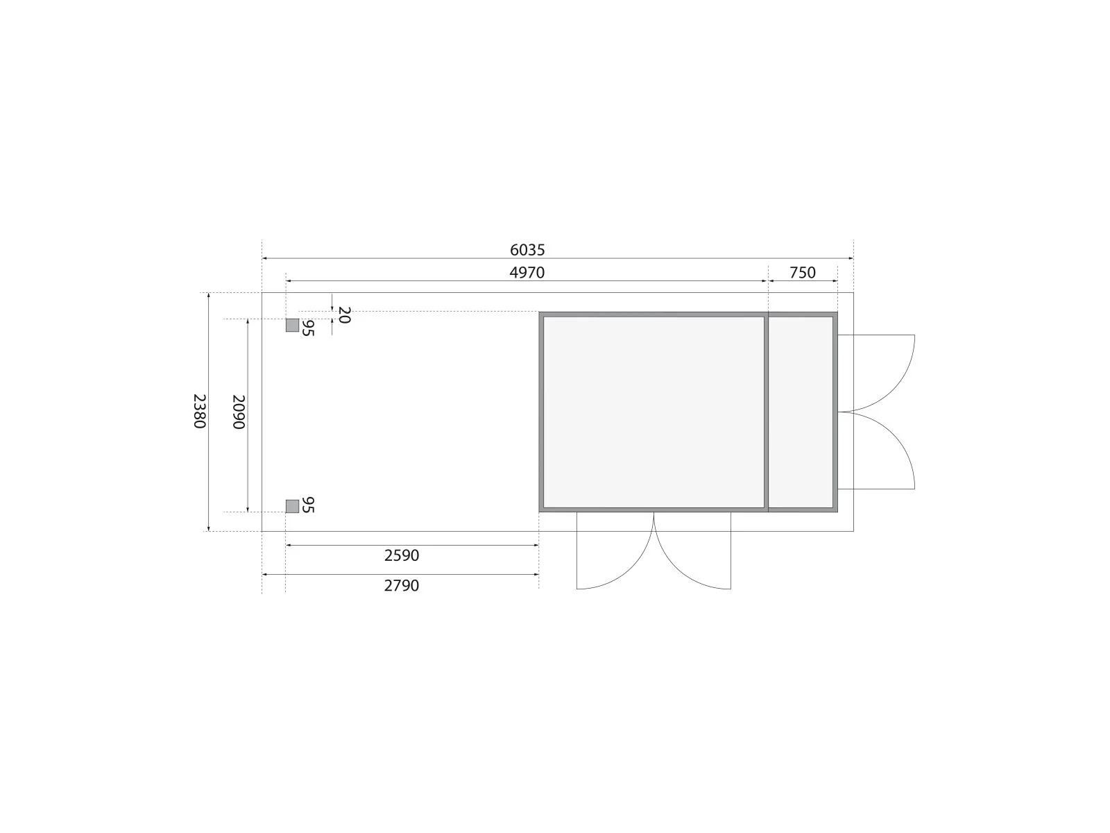 Karibu Gartenhaus Retola 3 mit Anbauschrank und Anbaudachdach 2,80 Meter - Image 3