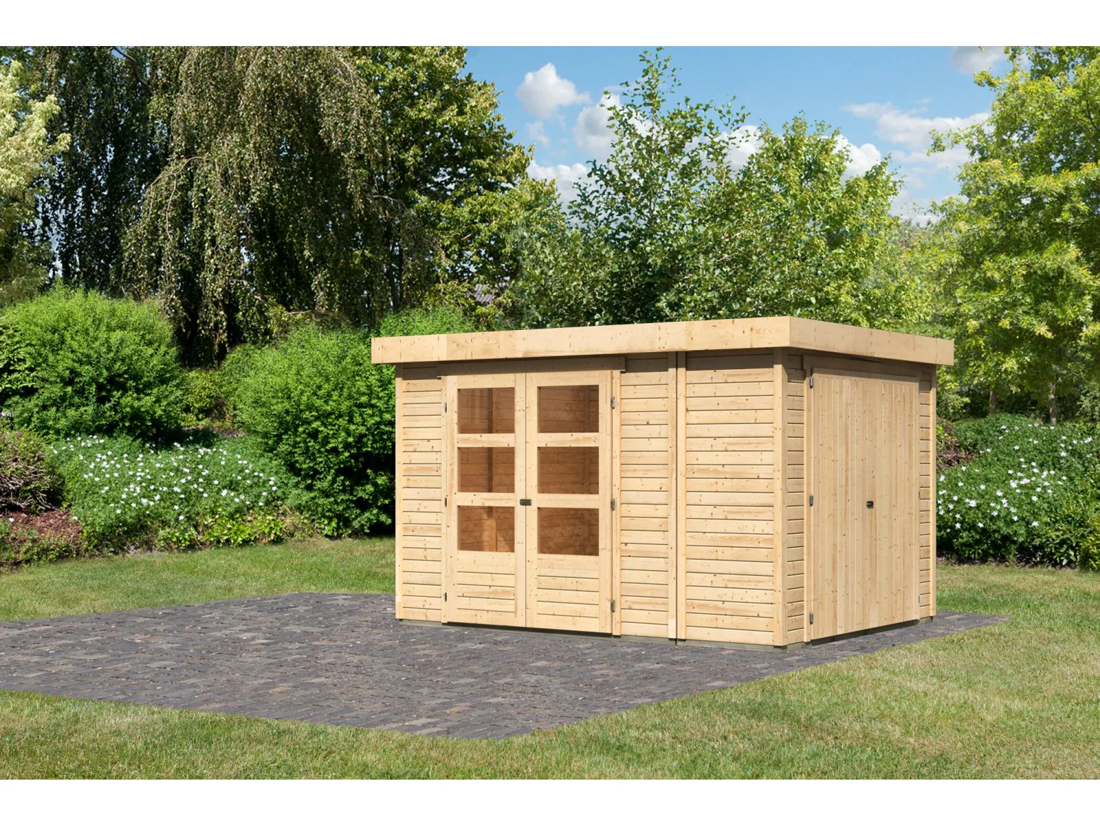 Karibu Gartenhaus Retola 4 inkl. Anbauschrank