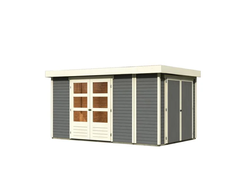 Karibu Gartenhaus Retola 6 inkl. Anbauschrank, terragrau - Image 3