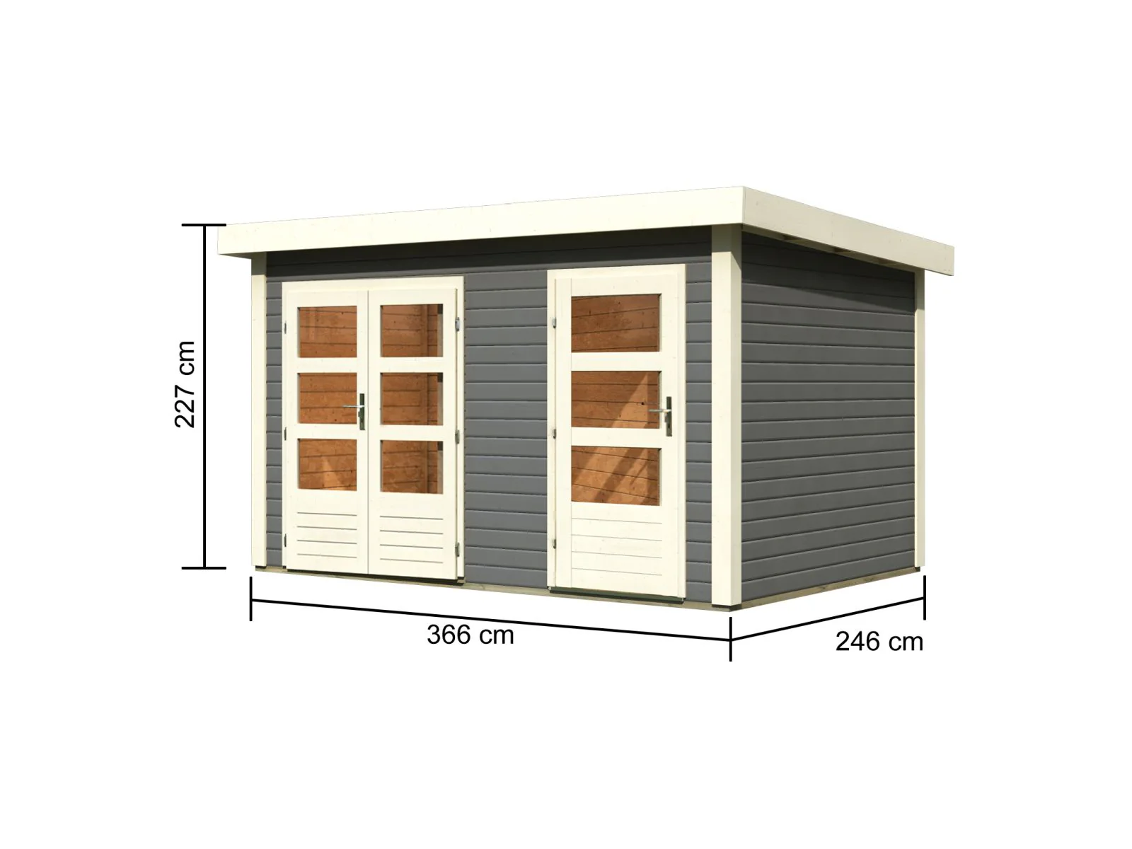 Karibu Gartenhaus Schönbuch 1, 38 mm 2-Raum-Haus - terragrau - Image 3